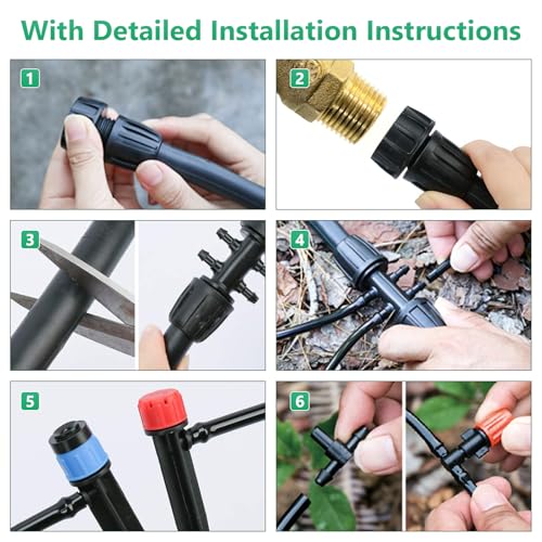 256FT Automatic Drip Irrigation System Kit,Automatic Garden Watering Misting System for Greenhouse, Yard, Plant ，Lawn with 1/2 inch Hose 1/4 inch Distribution Tubing and Accessories - style: 256FT Drip Irrigation System Kit