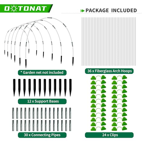 8FT Garden Hoops Grow Tunnel Kit - Rust-Free Fiberglass Frame for Raised Beds, 36pcs - DIY Plant Support for Garden Netting, Vegetable Garden Hoops Kit, Row Covers, and Greenhouse Protection - size: 36Pcs