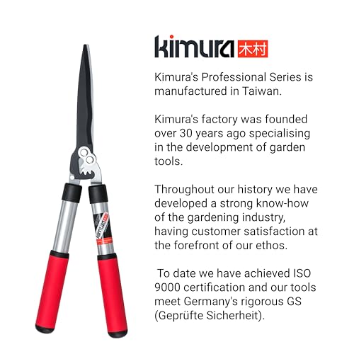 Kimura® Pro Heavy Duty Hedge Shears - Premium Garden Clippers with Patented Gearing Technology, Ultra Lightweight Aluminium Handles, Japanese SK5 Steel Blades, Ideal Shears for Gardening - 22" Trimmer - size: 22"