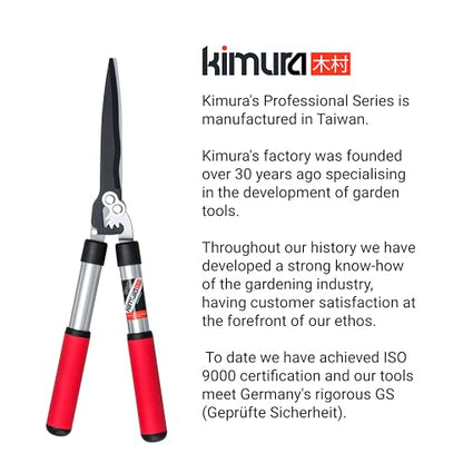 Kimura® Pro Heavy Duty Hedge Shears - Premium Garden Clippers with Patented Gearing Technology, Ultra Lightweight Aluminium Handles, Japanese SK5 Steel Blades, Ideal Shears for Gardening - 22" Trimmer - size: 22"