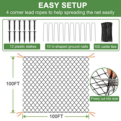 DQS Bird Netting 100’ x 100’with 1" Mesh, Poultry Netting for Chicken Coop - size: 1", 100' x100'