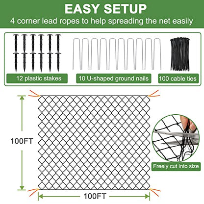 DQS Bird Netting 100’ x 100’with 1" Mesh, Poultry Netting for Chicken Coop - size: 1", 100' x100'