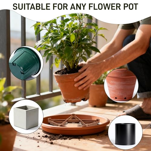 12PCS Large Pot Risers for Outdoor Indoor Planters, Non-Slip Triangular Plant Pots Feet Outside, Invisible Flower Pot Toes Stand Lifter for Drainage & Airflow (Black)
