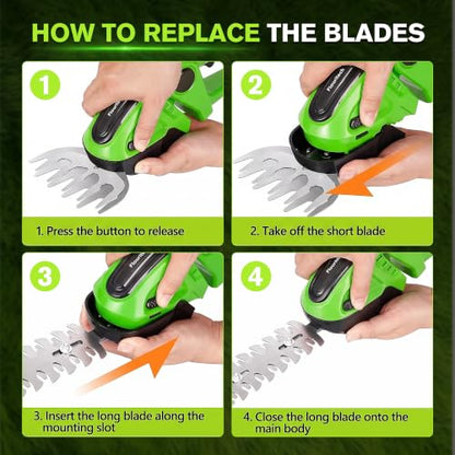 Cordless Hedge Trimmer, Battery Powered Hedge Trimmer with 2*21V Batteries