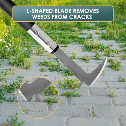 BARAYSTUS Crack Weeder, Stainless Steel Manual Crevice Weeding Tool,13" Weed Grabber Remover, L-Shaped Manual Weeder Puller, Durable Crevice Weeding Tool for Sidewalk Garden Patio Lawn - size: 13 inch