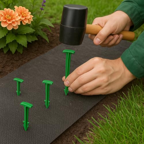 Pack of 50 - GreenStake 4-Inch Biodegradable Garden Stakes, Superior Holding Power - Eco-Friendly Garden Support Pegs & Fabric Pins for Membrane, Netting, Turf, Landscaping and Gardening