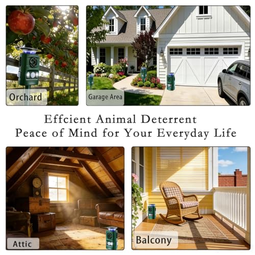 Rechargeable 360° Solar Ultrasonic Animal Repeller Motion Sensor Deer Repellent Devices, Deer Deterrent with Flashing Light, Repel Dog Cat Skunk Rabbit Squirrel Yard Garden Outdoor - size: 2 Pack