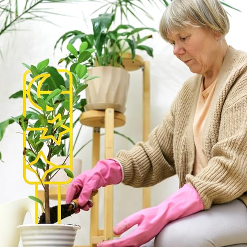 4 Pcs Plant Trellis Indoor Gold Small Trellis for Potted Plants - style: Unique,Gold