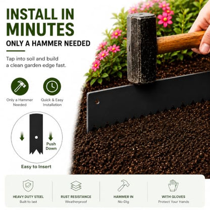 6-Pack Steel Landscape Edging 40 * 5 Inch Metal Edging - color: 40'' L x 5'' H, style: 12 Pack