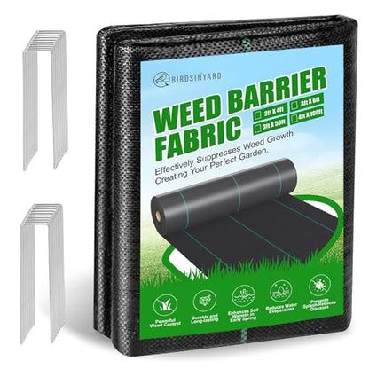 3ftx50ft Weed Barrier Landscape Fabric, 3.2oz Heavy Duty - size: 3ft x 50ft