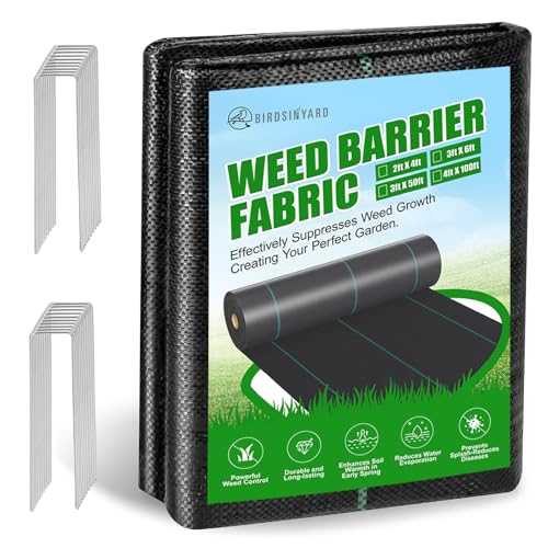 3ftx50ft Weed Barrier Landscape Fabric, 3.2oz Heavy Duty - size: 3ft x 50ft