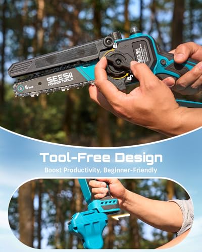 SEESII 4-in-1 Pole Saw & Pruning Shears Combo Kit with Brushless Motor - color: Deep Blue