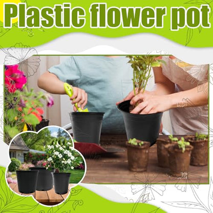 20 Gallon Nursery Pots Plastic Container Injection Molded Pot for Plants Flexible with Drainage Holes Suitable for Plants Soil Growers or Hydroponics Black 5 Pcs - size: 20 Gallon