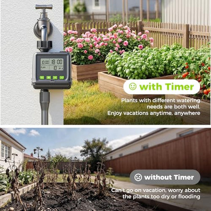 Sprinkler Timer for Garden Hose, Programmable Watering Timer with Rain Delay, Outdoor Automatic& Manual Irrigation Controller System for Lawn/Yard/Greenhouse V104 - color: Light Gray