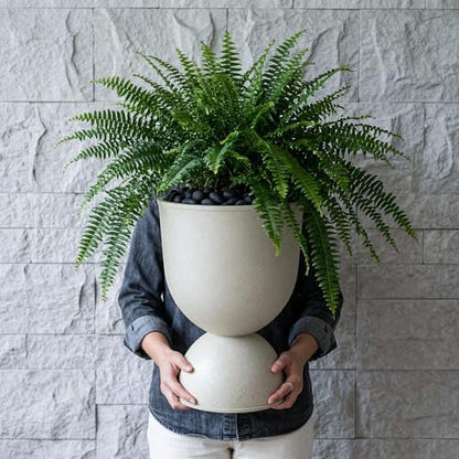 KOL Plastic Planters, Beige Urn Planters 2 Pack, 18 Inch+23 Inch - color: Beige, size: Bundle: 18"+23"