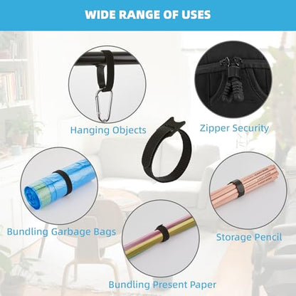 Hook & Loop Reusable Cable Ties, 5 Colors, 10 Inch, 50 Pcs - color: 10 Inch 50 Pcs