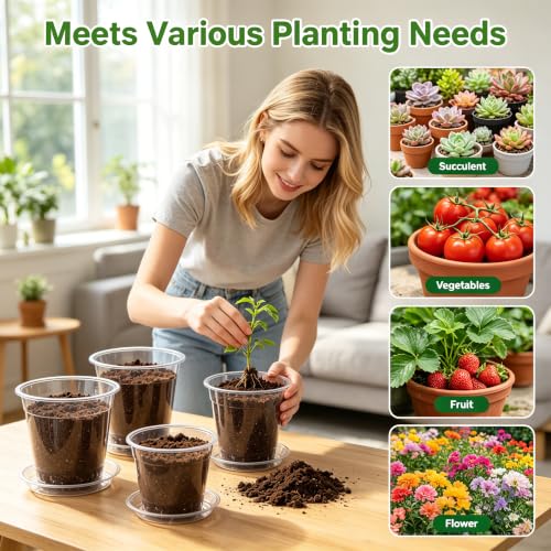 THTLTLGT 3.5/4/5/6 Inch Clear Nursery Pots with Drainage for Plants 20 PCS