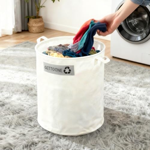 Collapsible Canvas Garden Bag 20 Gallon, Heavy Duty Reusable Lawn and Leaf Yard Waste Bag with 4 Handles, Tear-Resistant for Lawn Clippings, Storage, Moving - color: 18”D x 18”H