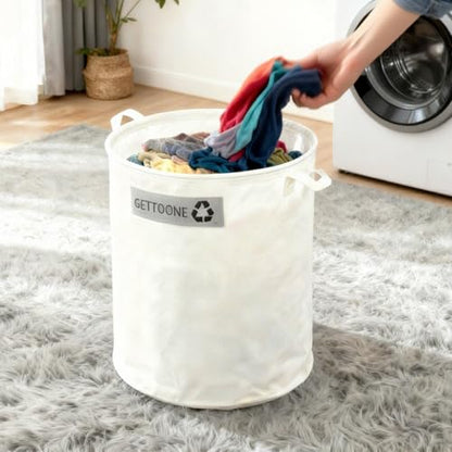 Collapsible Canvas Garden Bag 20 Gallon, Heavy Duty Reusable Lawn and Leaf Yard Waste Bag with 4 Handles, Tear-Resistant for Lawn Clippings, Storage, Moving - color: 18”D x 18”H