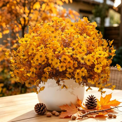Grunyia 20 Bundles Artificial Outdoors Flowers (Fall Yellow) - color: Fall Yellow