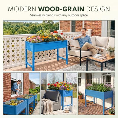 PASAMIC Raised Garden Bed with Legs, 48" HIPS Sturdy Elevated Planter Box - color: Blue, size: 48x24x30in