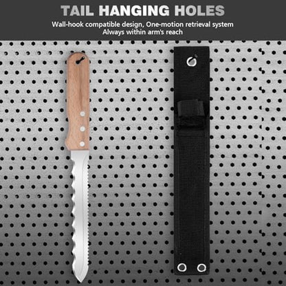Stainless Steel Garden Knife: 7.87-inch sharp blade, Double Side Utility Sod Cutter Lawn Repair Garden Knife with Nylon Sheath - color: Short Wood