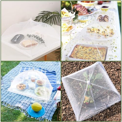 6 Pack Food Tents/Food Covers for Outdoor Mesh Screen Include 6 Standard (17"X 17") Collapsible and Reusable Mesh Food Covers for Outside, Picnic Accessories, BBQ - size: 6 PACK (6*L)