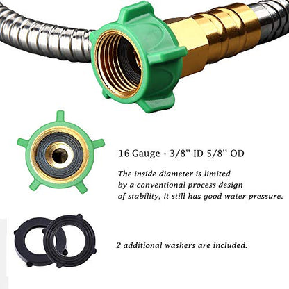 Beaulife 304 Stainless Steel Metal Garden Hose Connector 10 Feet Short Garden Water Hose Extension Extender, Drinking Water Hose Lead and BPA Free - size: 10ft