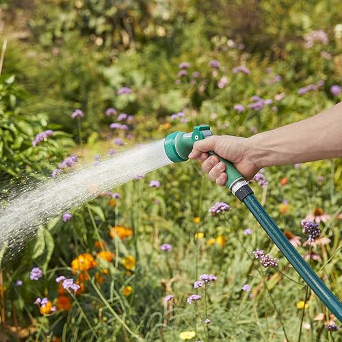 Gilmour Medium Duty Garden Hose Nozzle with 7 Adjustable Spray Patterns, Water Hose Nozzle for Watering Garden or Lawn, Green
