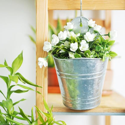 Hosley Set of 2 Galvanized Wall Planters, 10 Inch Hanging Metal Buckets for Indoor Outdoor Garden, Farmhouse Wall Decor, Rustic Patio & Balcony Planter Pots - size: 10"H * 2 count