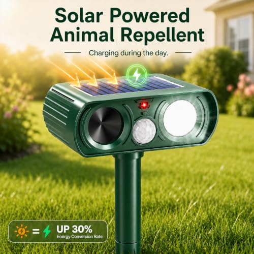 Solar Ultrasonic Animal Repellent Outdoor, Deer Repellent Devices (4-Pack) - size: 4-Pack