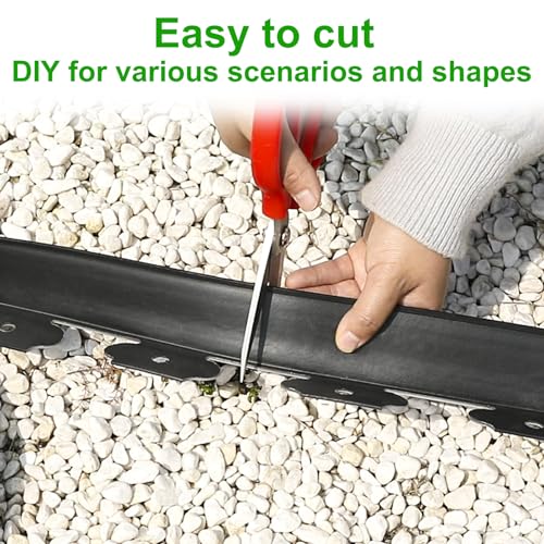 JERIA 2 Inch Tall 66 FT Garden Edging Kit with 90pcs Spikes, Plastic Edging for Landscaping - size: 2IN x 66FT