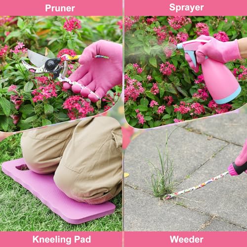 Housolution Gardening Tools Set, 10PCS Gardening Gifts for Women, Pink - color: Pink