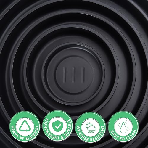 Phoenix Vine 6 Inch Plastic Plant Saucer Water Drip Tray, Heavy Sturdy Round Plant Drainage Tray for Indoors Outdoor, Set of 2, Matte Black, 21-TY-6B-2 - size: 6"