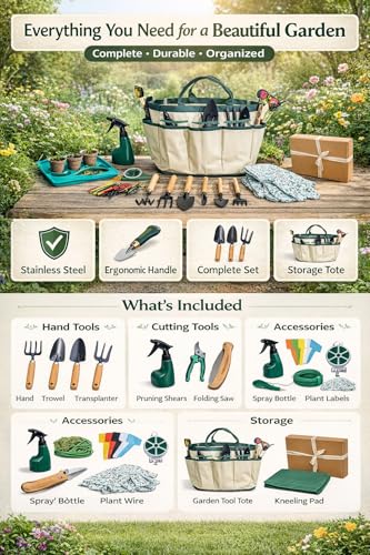 Vegetable Garden Accessories, 34-Piece Stainless Steel Garden Tool Set
