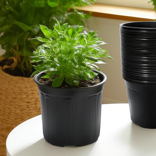 40 Pack 3 Gallon Nursery Pots, 10 Inch Plant Pots with Drainage Holes - size: 3 Gallon