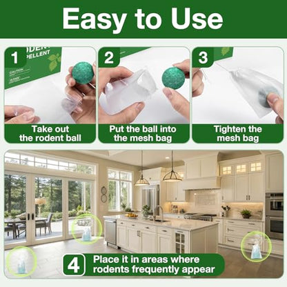 Mouse Rodent Repellent,25 Pack Peppermint Oil Mouse Traps for Rat Mice, Ant, Roach, Spider, Squirrel, Nature Mouse Deterrent for Indoor Outdoor Use, for Garden & Home, Family & Pet Safe GN