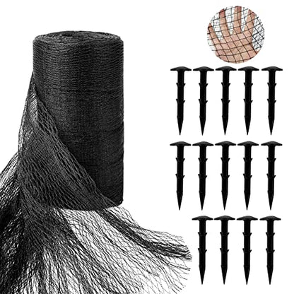 Large Pond Netting Kit 15 x 20 ft Black Heavy Duty Woven Fine Mesh Net Cover for Leaves, Koi Pond Cover, Netting for Leaves to Protects Koi Fish from Birds, Cats & Predators with 14 Stakes