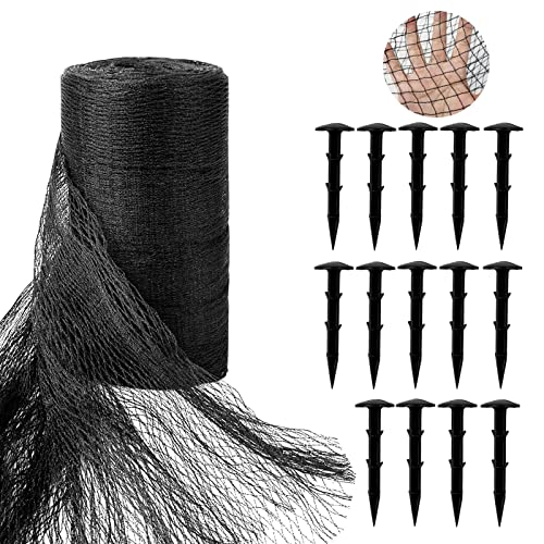 Large Pond Netting Kit 15 x 20 ft Black Heavy Duty Woven Fine Mesh Net Cover for Leaves, Koi Pond Cover, Netting for Leaves to Protects Koi Fish from Birds, Cats & Predators with 14 Stakes