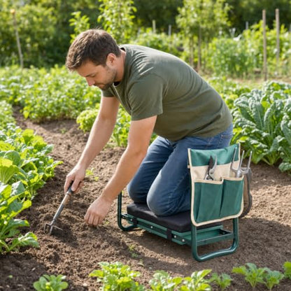 GIANTEX Garden Kneeler and Seat, Foldable 2-in-1 Gardening Bench, Green - color: Green, size: 23" x 12" x 19.5"
