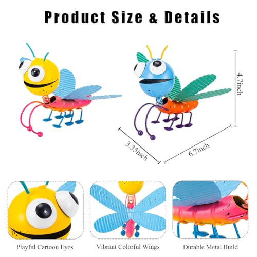 Metal Garden Decor Set of 2 Insect Statues Planter Hugger - color: 2 Pack Dragonflies