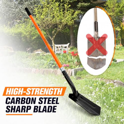 VNIMTI Trench Shovel for Digging, 4-Inch Trenching Shovel with Fiberglass Handle, 56 Inches
