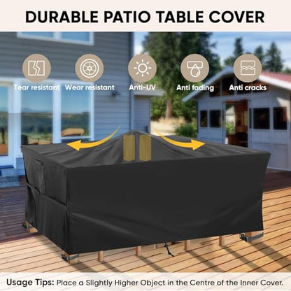 BALEINE Patio Furniture Covers Waterproof, Heavy Duty Outdoor Table Cover - color: Black, size: 108"L×82"W×28"H
