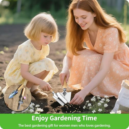 Garden Tool Set, 2 Pieces Stainless Steel Heavy Duty Garden Tools, Garden Kit with Ergonomic Wooden Handle, Durable Garden Tools for Gardening, Gardening Gifts for Women - style: 2PC(Transplanter&Weeder)