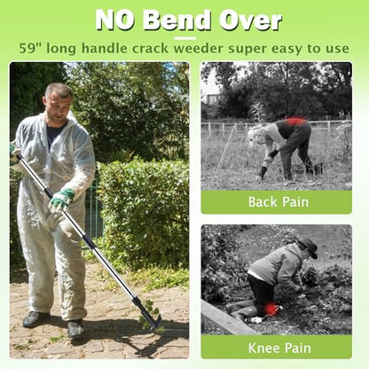 Crack Weeder with Long Handle, 60" Manual Crevice Weeding Tool