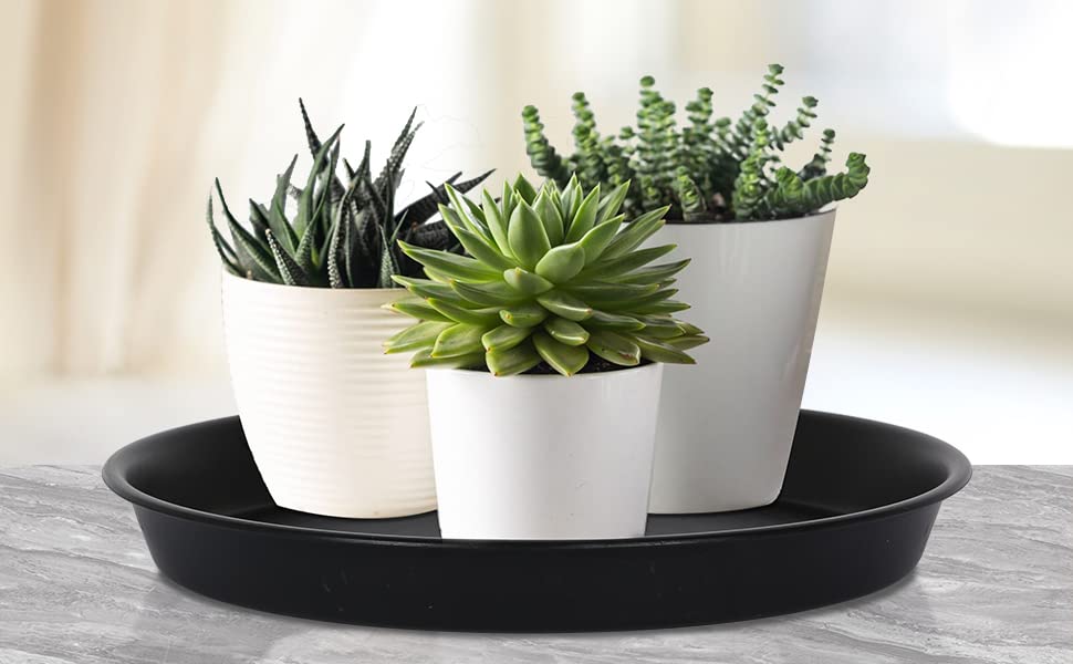 8 Pack 10Inch 12Inch 14Inch 15 Inch Plant Saucer Plastic Plant Saucer Drip Trays Plant Saucers for Indoors Outdoor Plant (10+12+14+15 inch) Black - color: 10+12+14+15