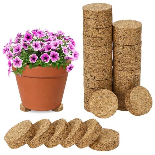 30Pcs 2" Dia Invisible Non-Slip Cork Pot Feet for Outdoor Planters Drainage - style: 30 pcs