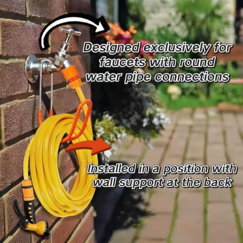 Metal Garden Hose Holder Wall Mounted Water Hose Holder for Outside Yard (1, Orange) - color: Orange