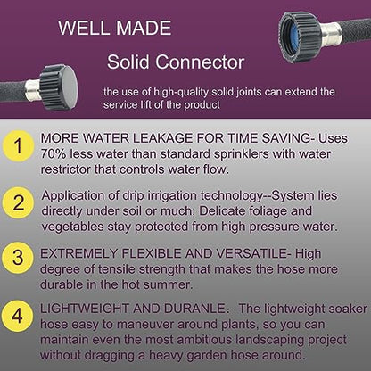 Soaker Hose 75ft - 5/8 Round Rubber Garden Soaker Hoses, Heavy Duty Irrigation Drip Hose, Water Seeper Soaking Hose for Gardens, Flower Beds And Lawn Yard - size: 75FT by 5/8"