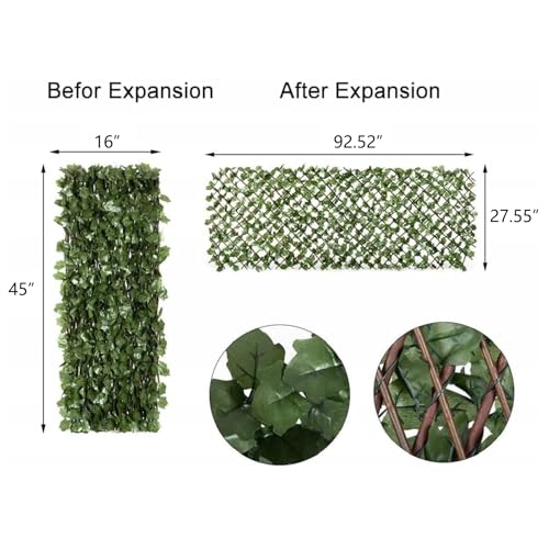 DOEWORKS Expandable Faux Ivy Trellis Fence, Patio Privacy Screen, 2 Pack - color: Green, size: 16 x 45 in, 2 Panel